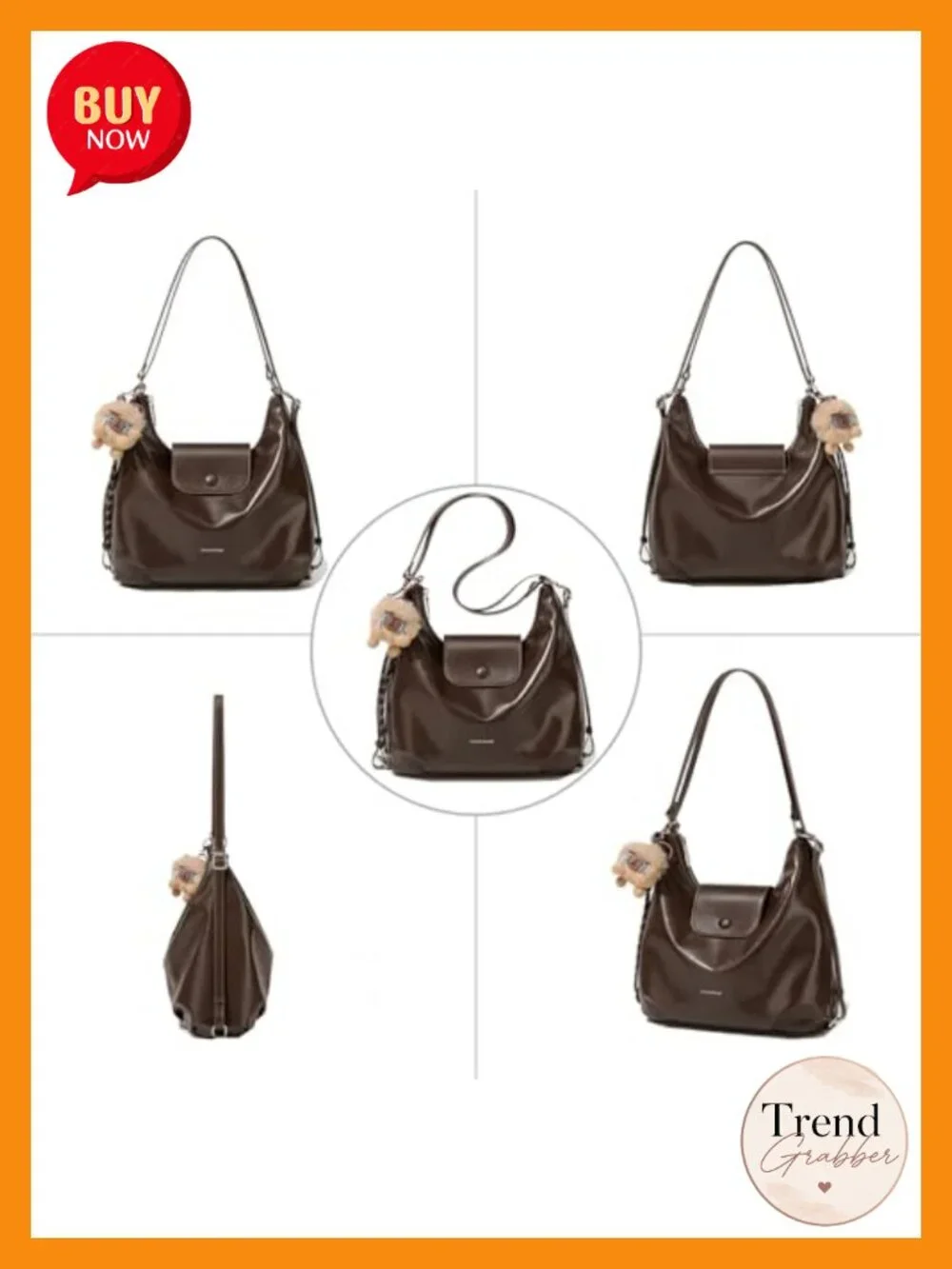 Women Leather Tote Handbag Convertible Backpack Crossbody Hobo Bag Laptop Bag